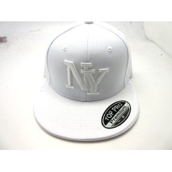 1404-06 3 Logo Fitted "New York" WHT/WHT