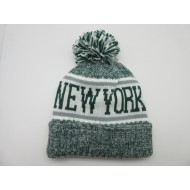 WINTER 2019 POM KNIT HAT WARM FLEECE 1904-01 NY HGR/WHT