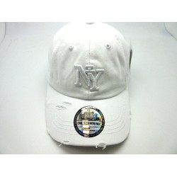 2110-04 CITY VINTAGE 2 LOGO HAT NY WHT/WHT