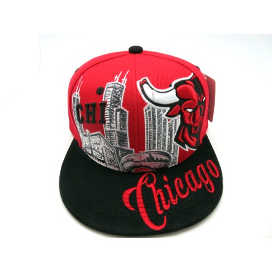 2202-01 CITY DOWN TOWN SNAP BACK CHICAGO RED/BLK