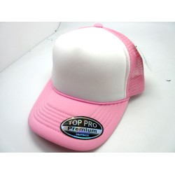 2302-18 Mesh sponge 5 panel 2 Tone One Size Cap PINK/WHT