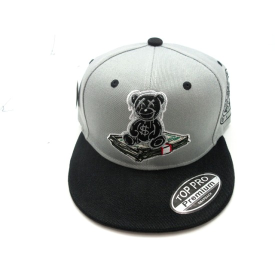 2303-06 HIP HOP SNAP BACK 'BEARW/MONEY"GRY/BLK