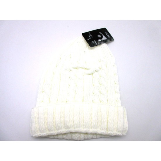 2403-05 TWIST LINE BEANNIE HAT WHITE