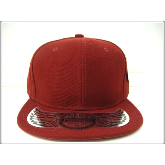 1404-01 Plain Flat Fitted Cap Burgundy